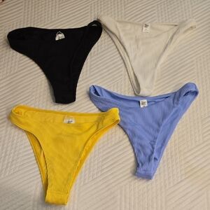 Set of Four Ribbed Bikini Bottoms